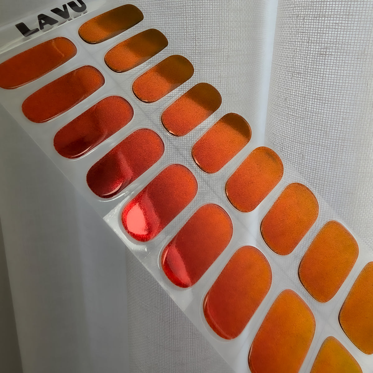 Burnt Copper metallic deep copper semi-cured gel nail strips by LAVU