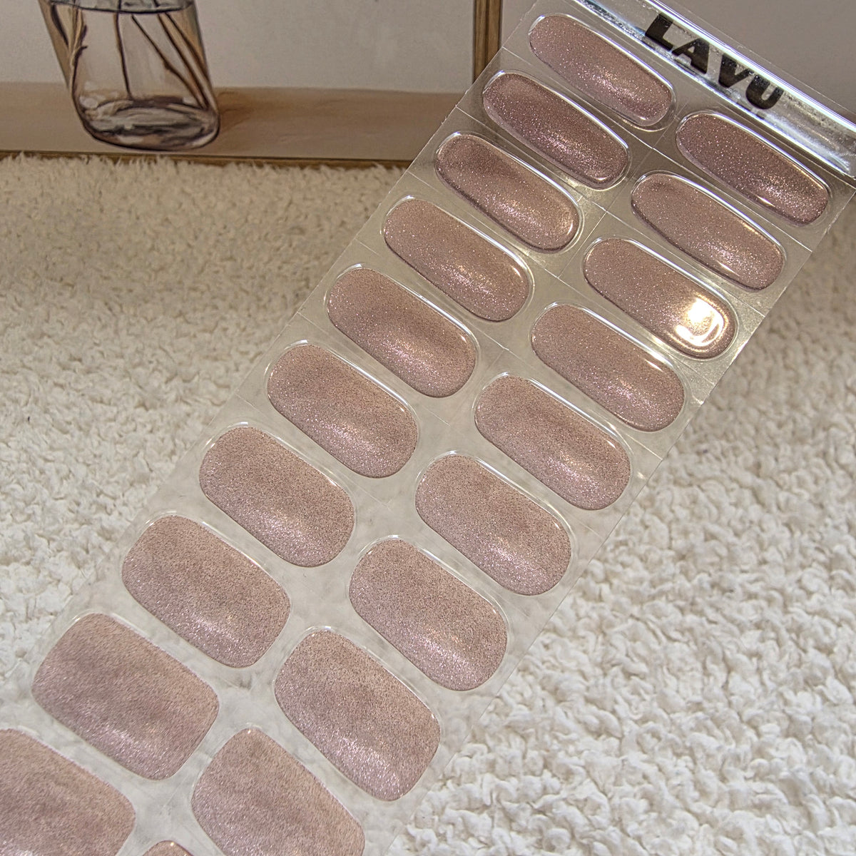 Champagne Beige shimmer semi-cured gel nail strips by LAVU