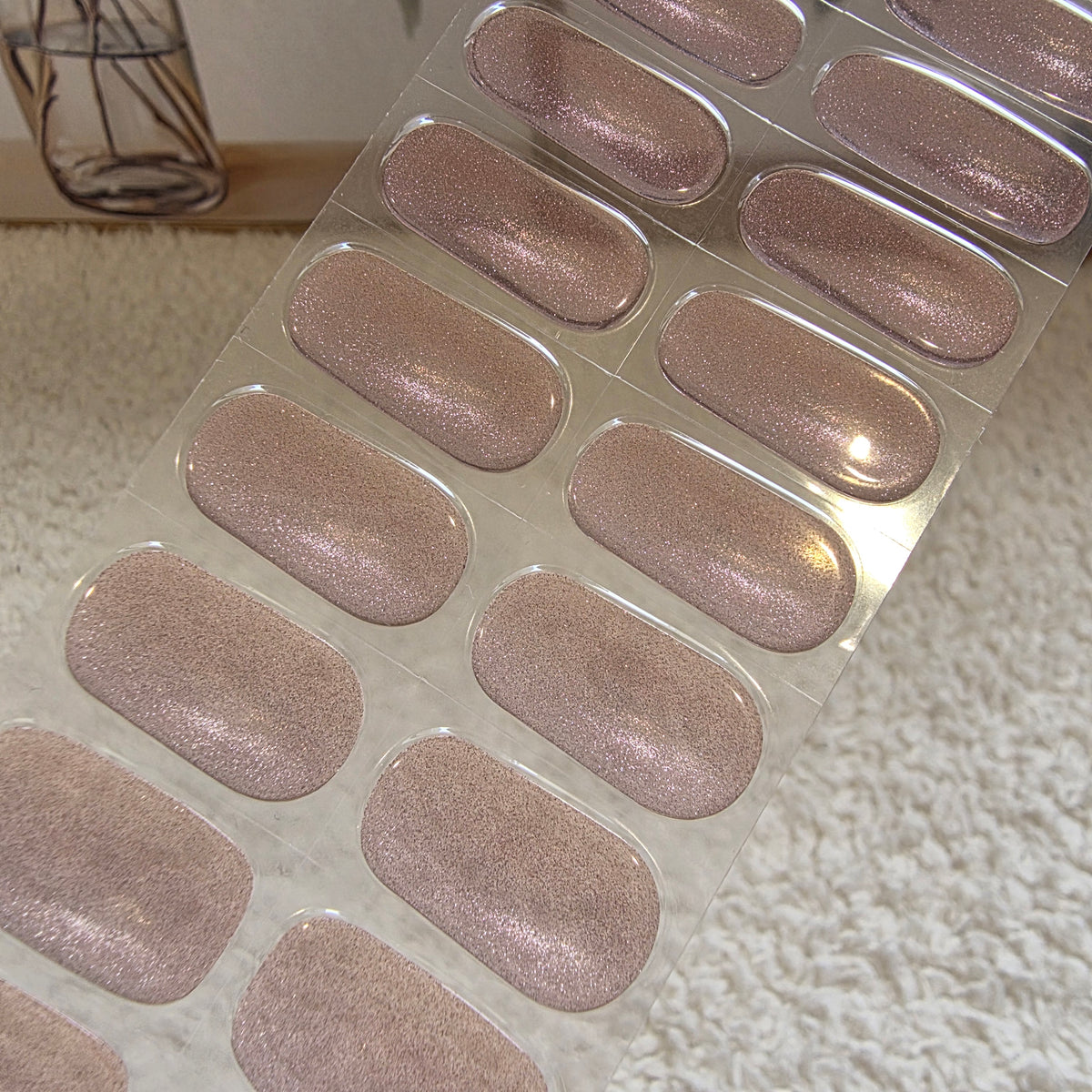 Champagne Beige shimmer semi-cured gel nail strips by LAVU