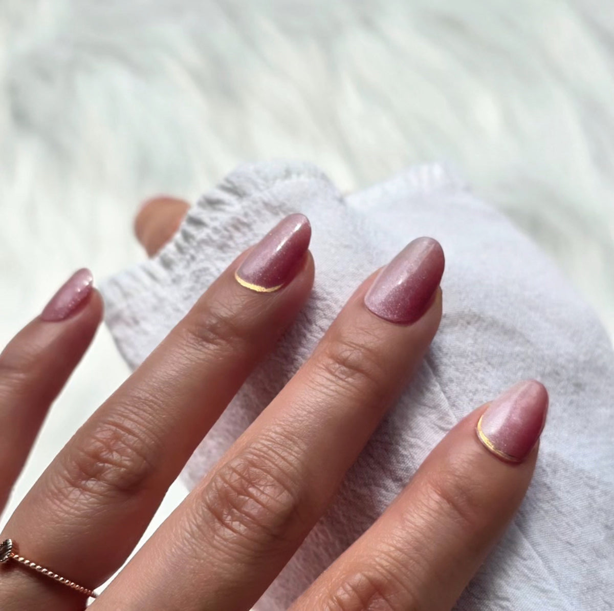 Glamberry berry pink gradient glitter semi-cured gel nail strips by LAVU