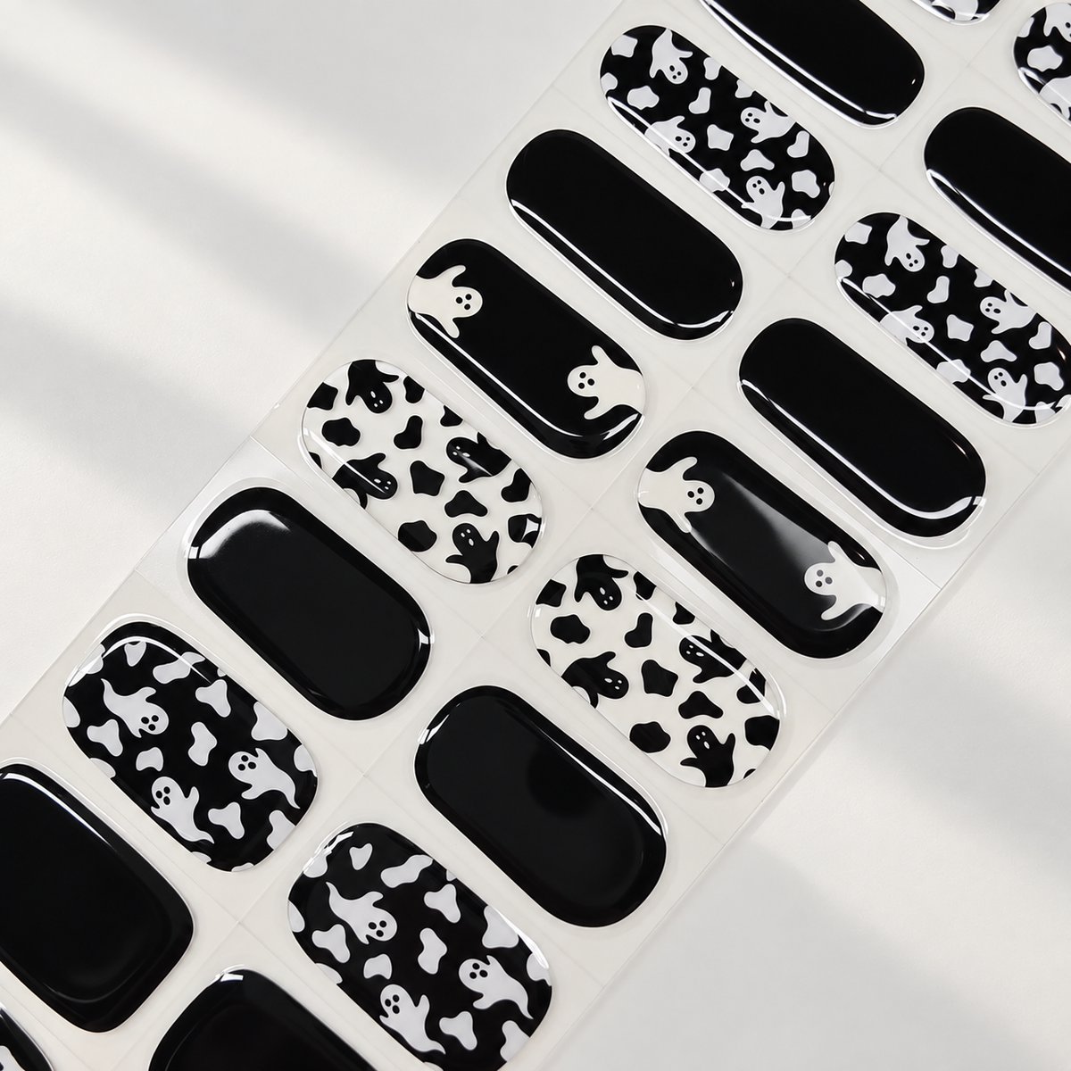 Boo Crew black and white ghost Halloween semi-cured gel nail strips by LAVU