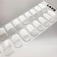 White French with silver glitter line semi-cured gel nail strips by LAVU