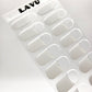White French with silver glitter line semi-cured gel nail strips by LAVU