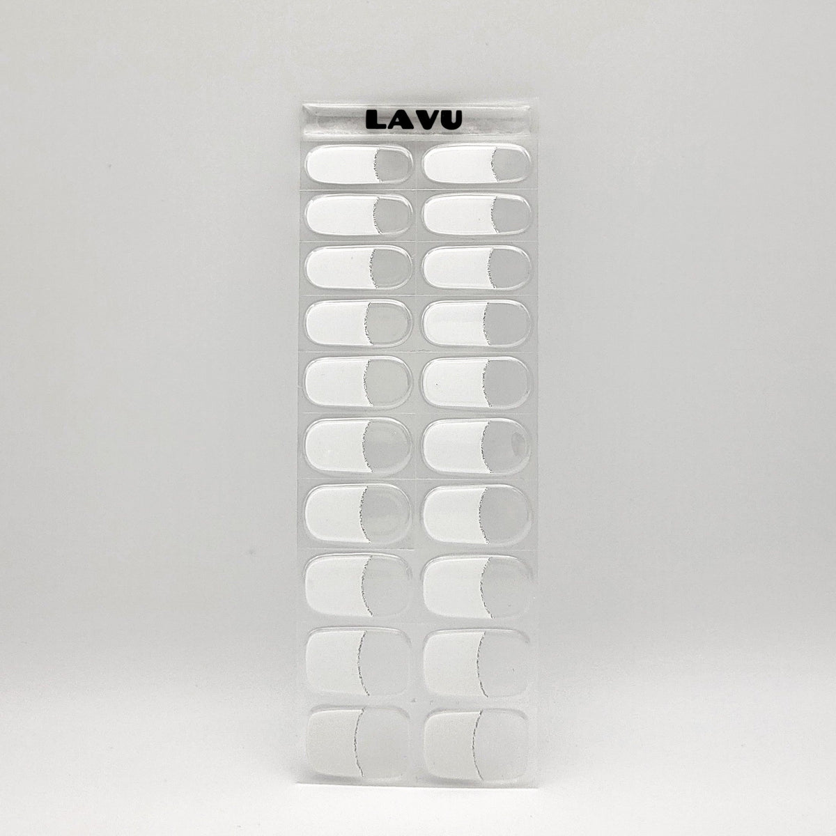 White French with silver glitter line semi-cured gel nail strips by LAVU